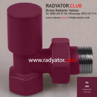 Ral 4004 Claret Violet Dekoratif Köşe Radyatör Vanası Ral 4004 Claret Violet Dekoratif Köşe Radyatör Vanası